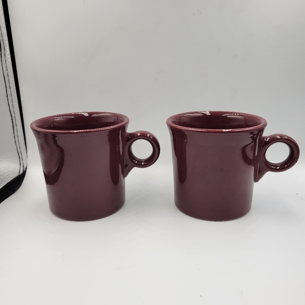 Fiesta Ware Ring Handle Claret Tom and Jerry Cups Homer Laughlin - set of 2
